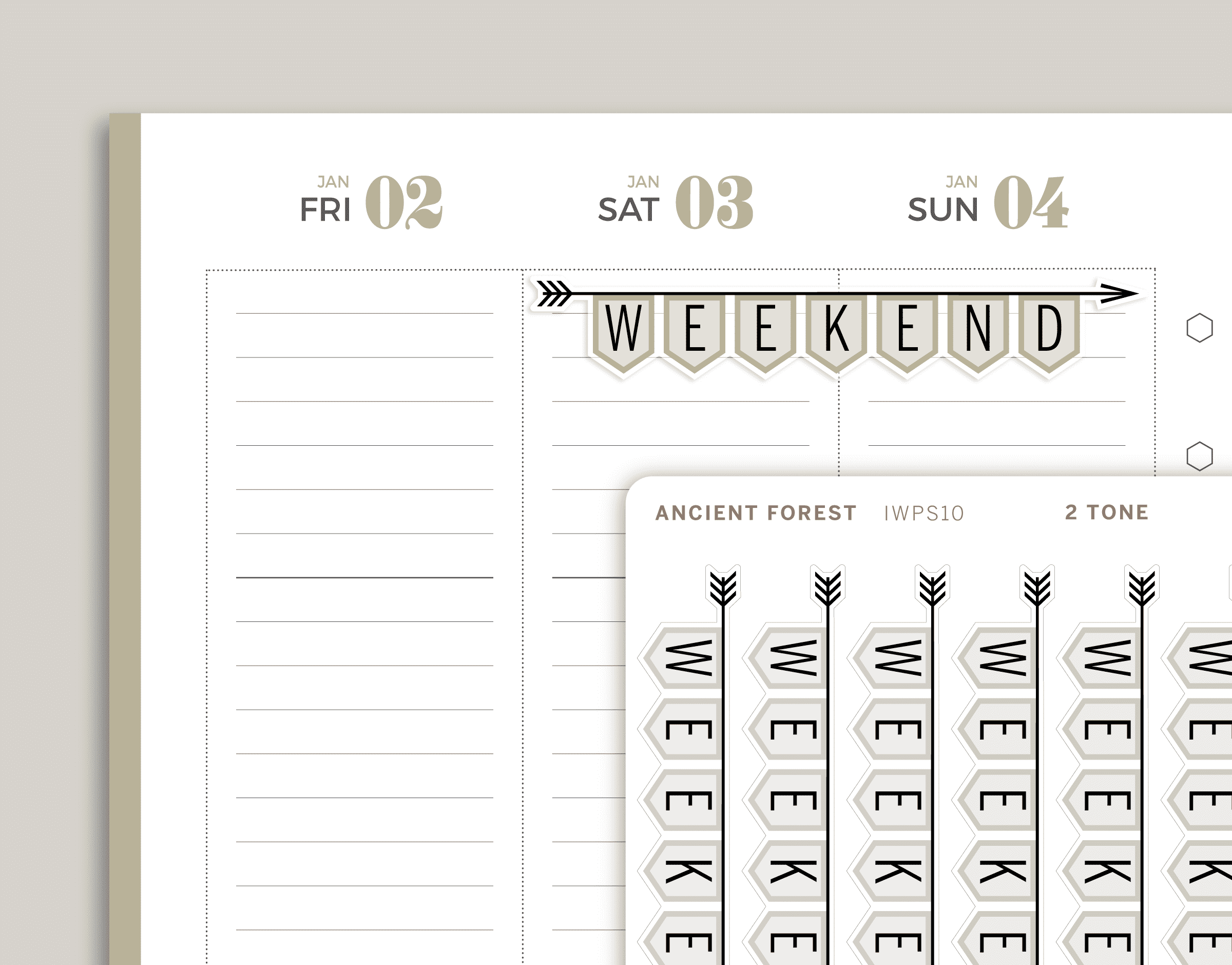 2 Tone CLASSIC Weekend Banner Stickers for inkWELL Press Planners IWPS10