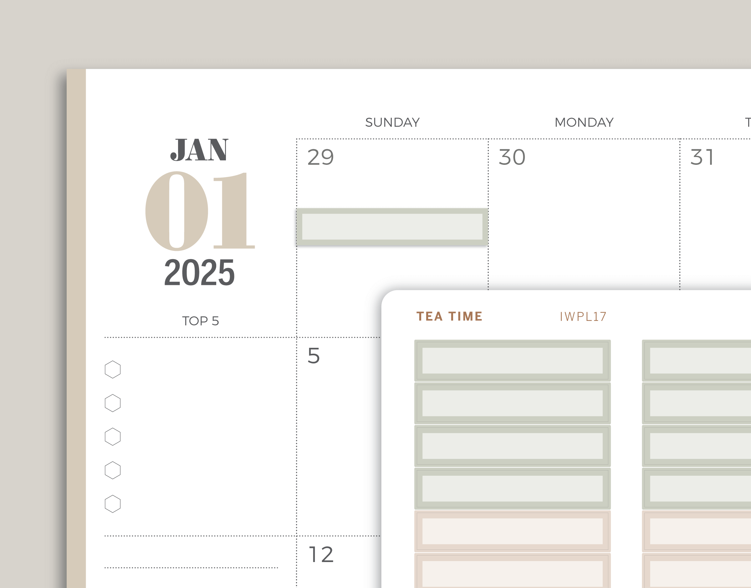 2 Tone Monthly Label Planner Stickers for inkWELL Press Planners IWPL17