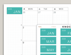 MONTH View Name Covers for Hobonichi Cousin HTM18