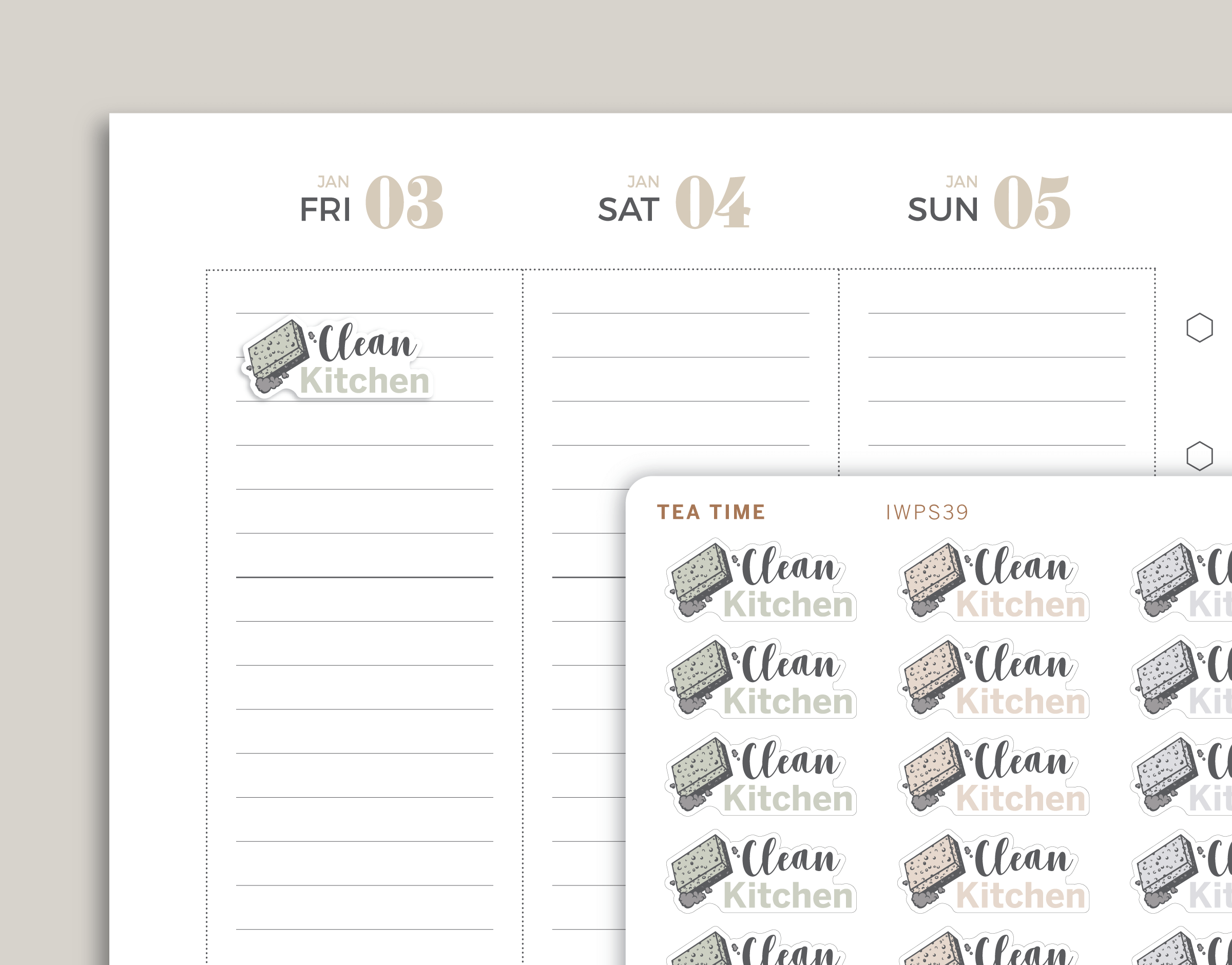 Clean Kitchen Icon Planner Stickers for inkWELL Press Planners IWPS39