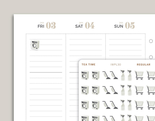 Cleaning/Chore Sampler Icon Planner Stickers for inkWELL Press IWPL30