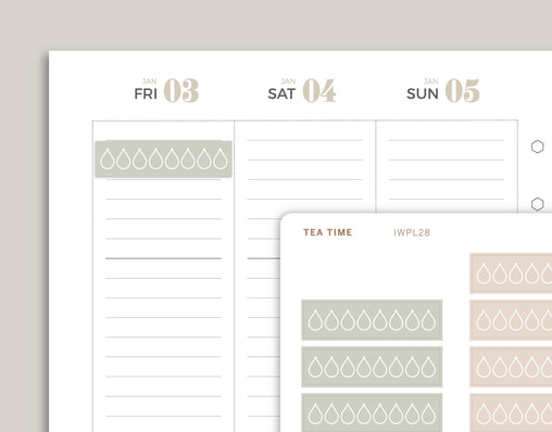 Daily Hydration Tracker Planner Stickers for inkWELL Press Planners IWPL28