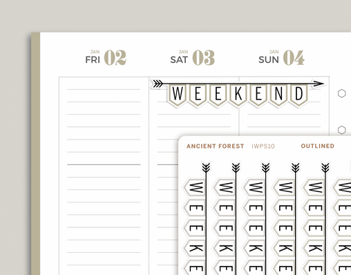 Outlined CLASSIC Weekend Banner Stickers for inkWELL Press Planners IWPS10