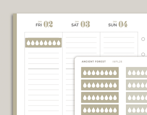 Outlined Daily Hydration Tracker Planner Stickers for inkWELL Press Planners IWPL28