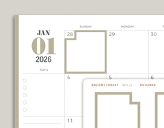 Outlined Monthly Box Planner Stickers for inkWELL Press Planners IWPL21