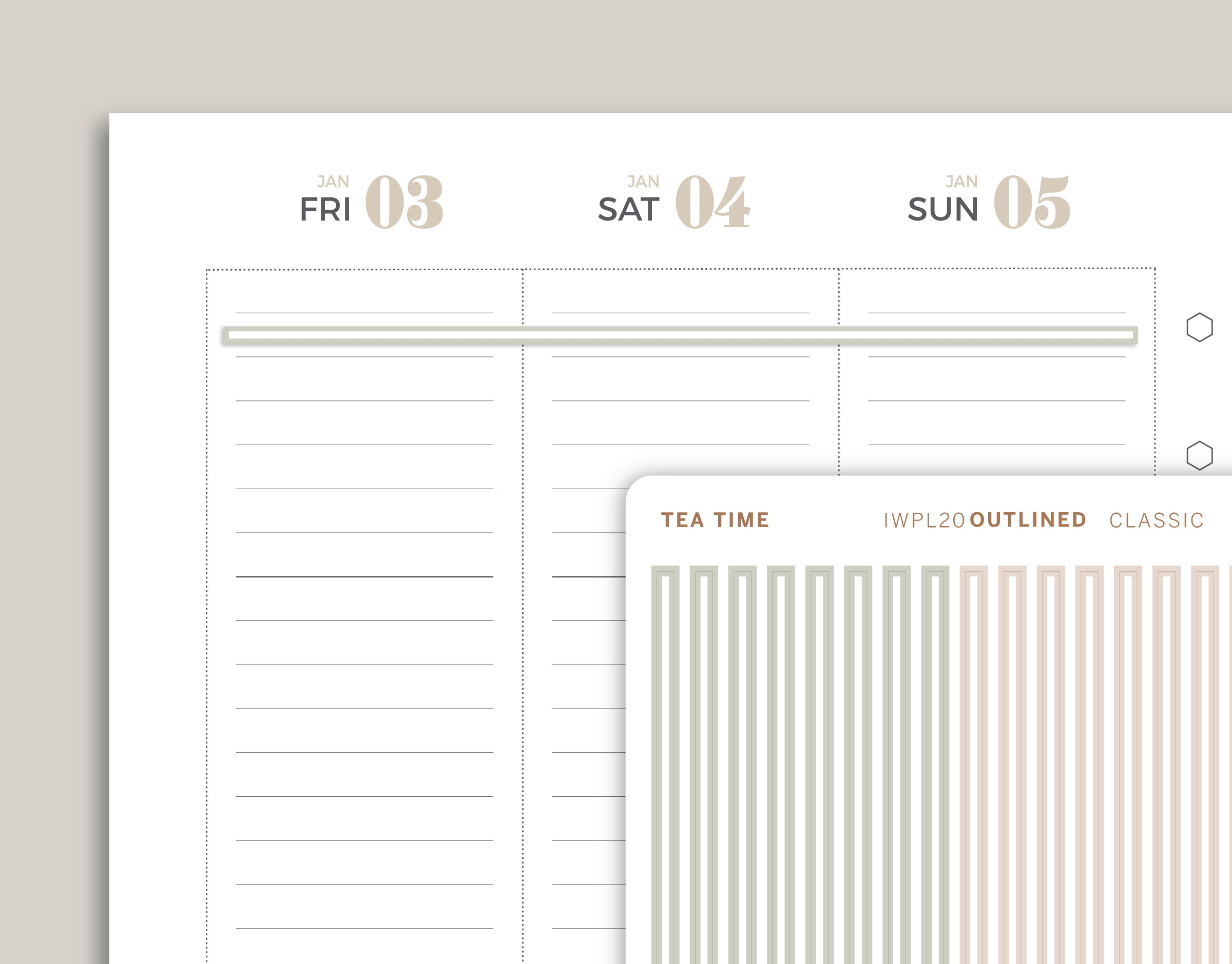 Outlined CLASSIC Divider Washi Strip Stickers for inkWELL Press Planners IWPL20