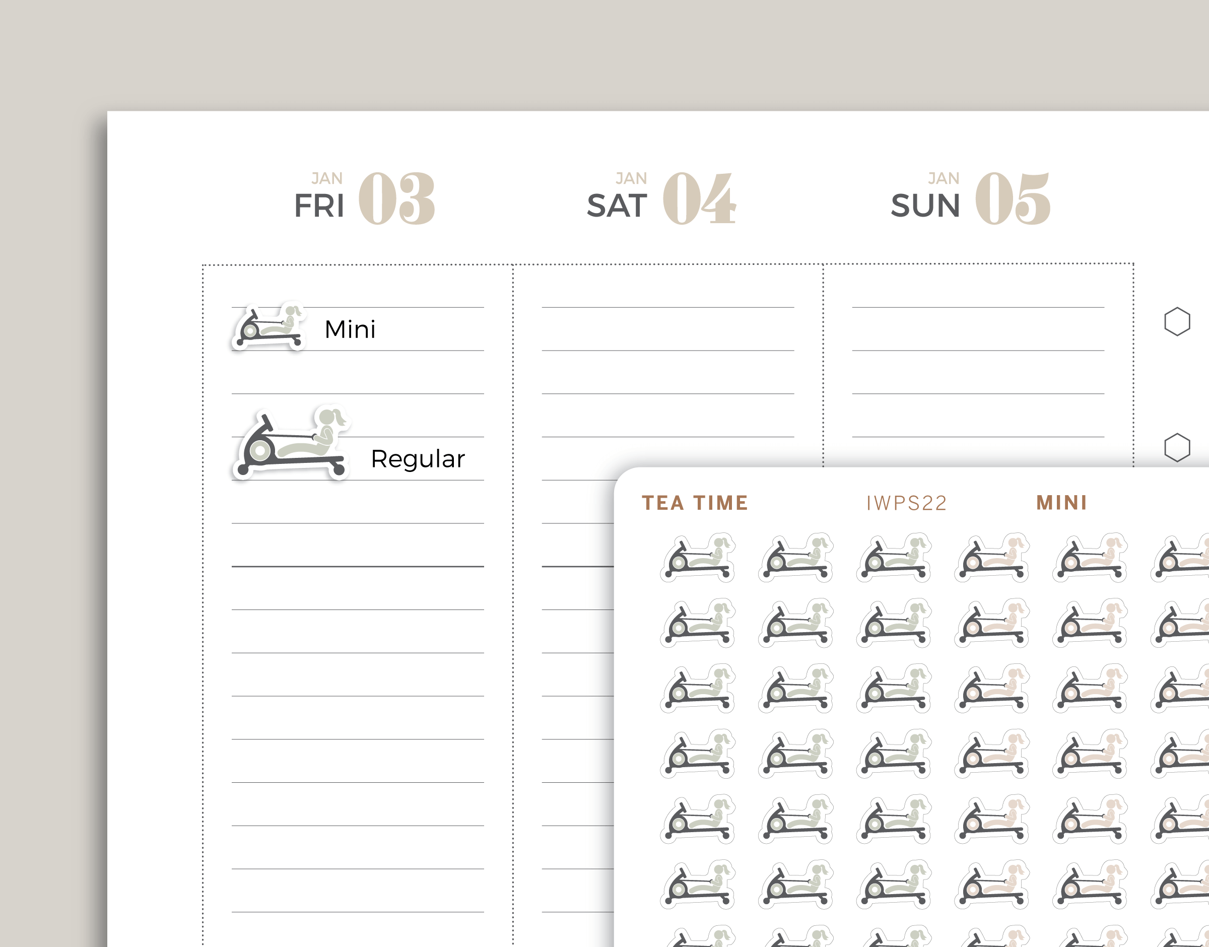Indoor Rowing Icon Planner Stickers for inkWELL Press Planners IWPS22