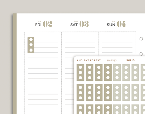 Solid 3 Hexagon Checklist Planner Stickers for inkWELL Press Planners IWPS13