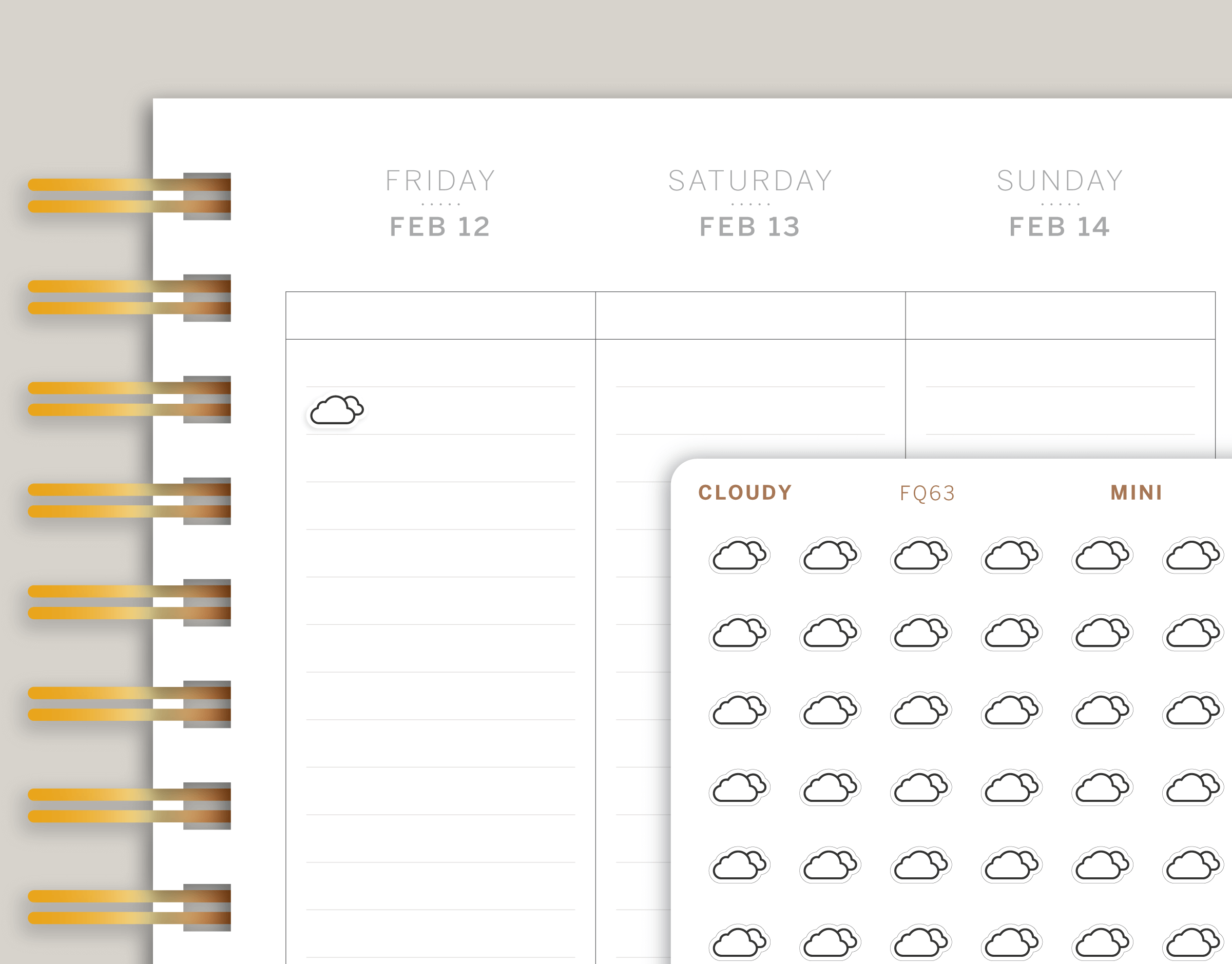 Transparent Cloudy Day Weather Icon Planner Stickers FQ63