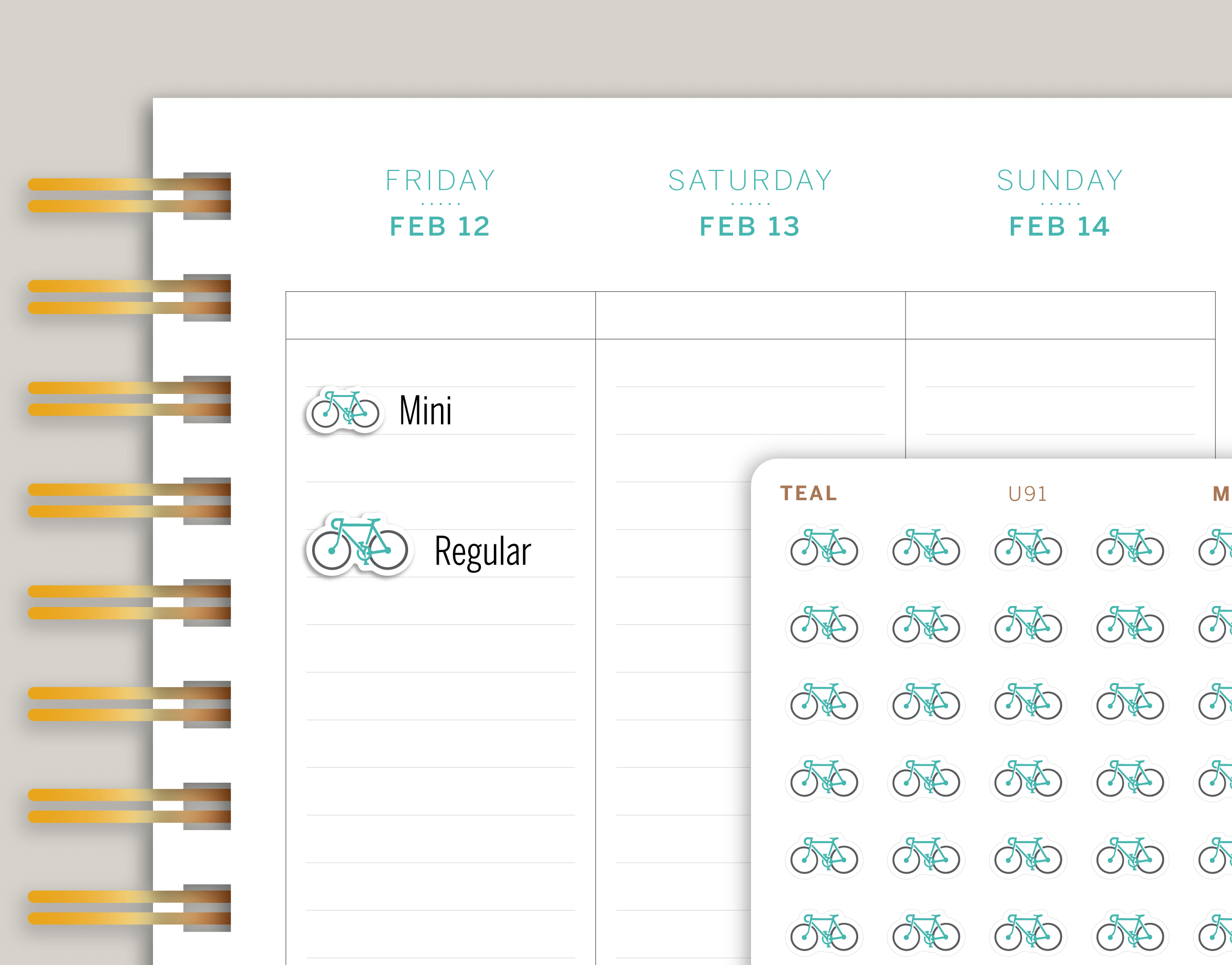 Bicycle Icon Planner Stickers for MakseLife Planner cover