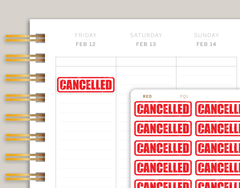 Transparent Cancelled Planner Stickers sheet layout