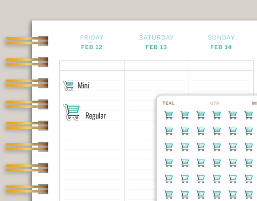 Grocery cart icon sticker makselife planner cover