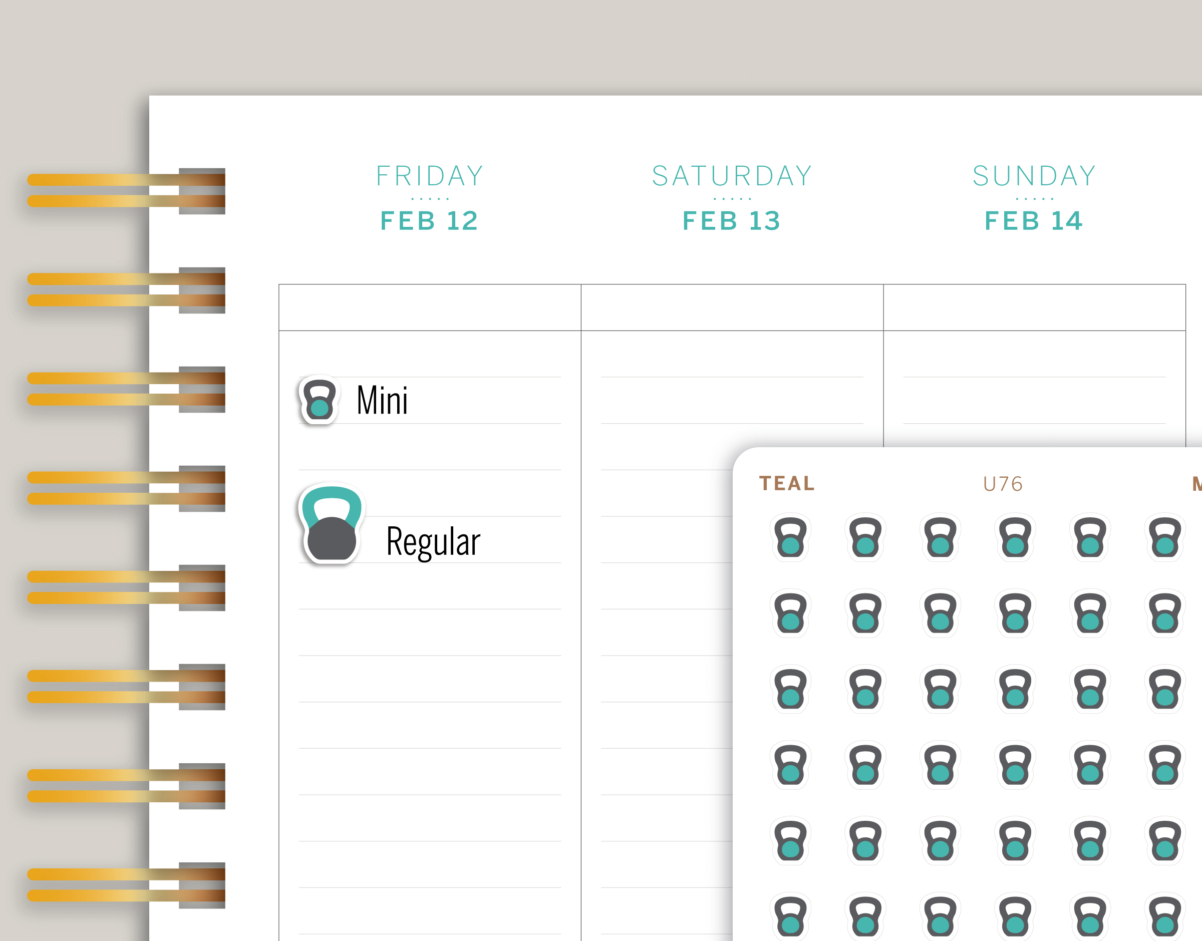 Kettlebell Icon Sticker Makselife Planner Cover