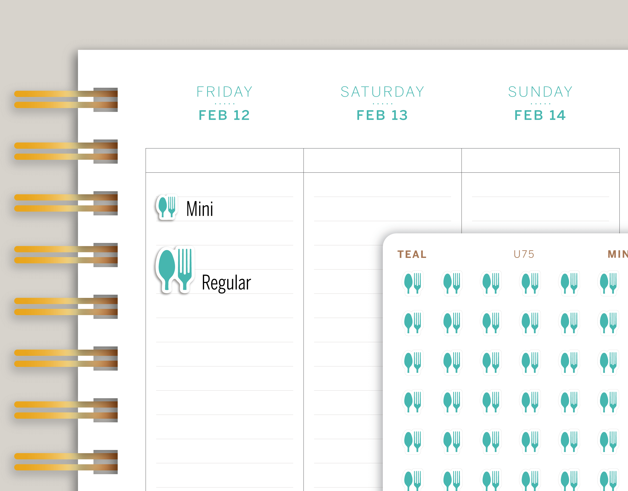 Meal Plan Icon Sticker Makselife Planner Cover
