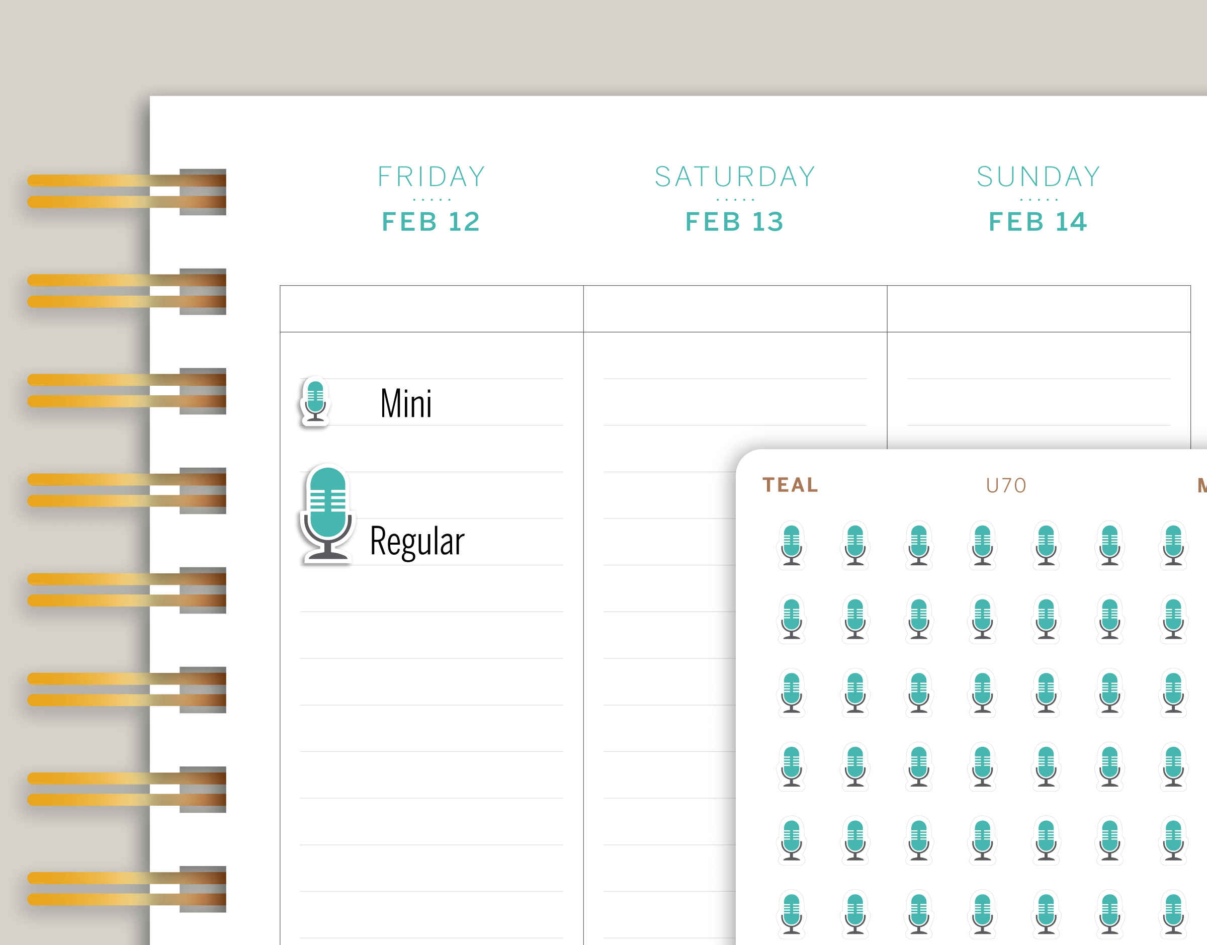 Podcast microphone icon sticker makselife planner cover