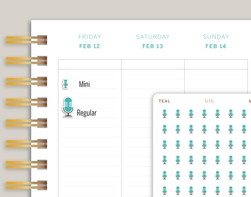 Podcast microphone icon sticker makselife planner cover