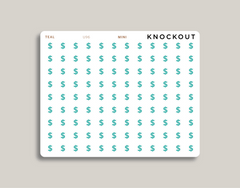 Dollar Sign Icon Planner Sticker for MakseLife Planners mini teal
