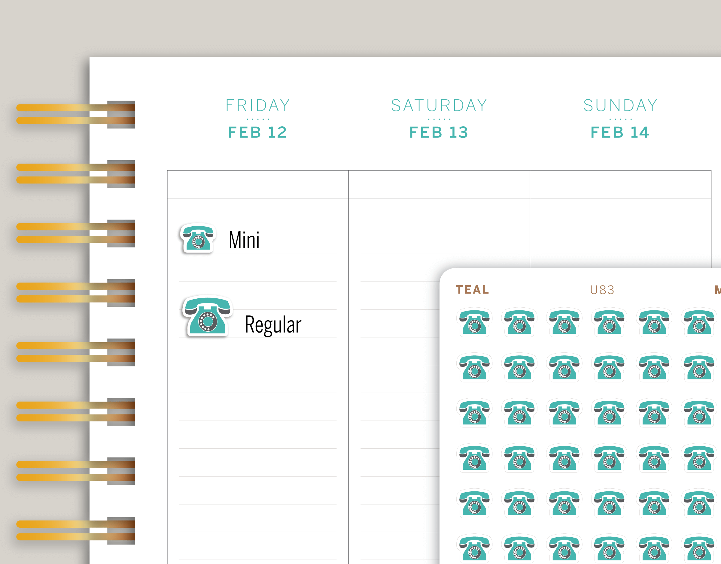 Phone Icon Planner Stickers for MakseLife Planner cover