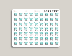 Grocery cart icon sticker makselife planner regular teal