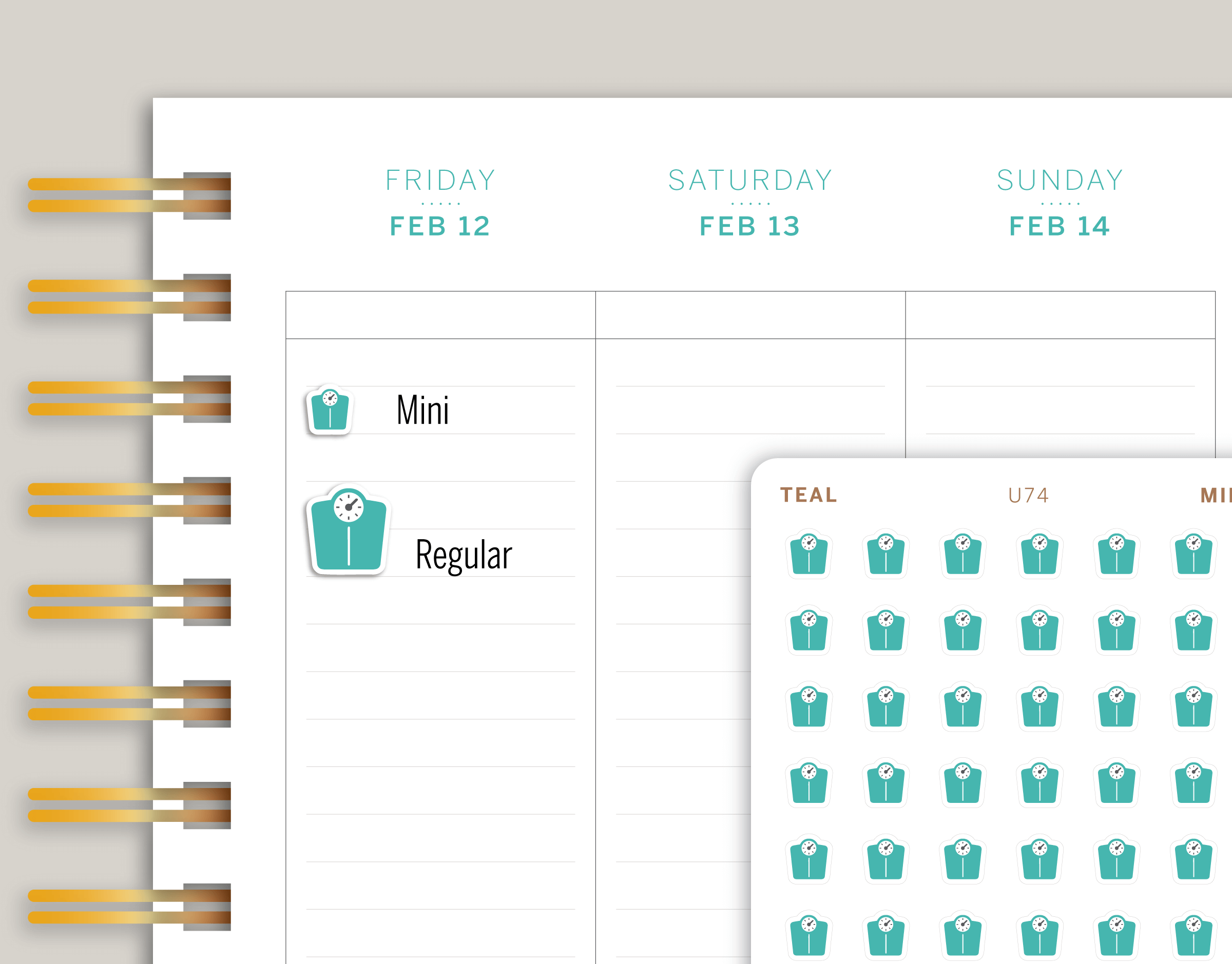 Scale icon sticker makselife planners cover