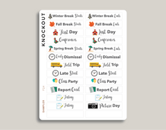 School Events Sampler Label Planner Stickers sheet layflat