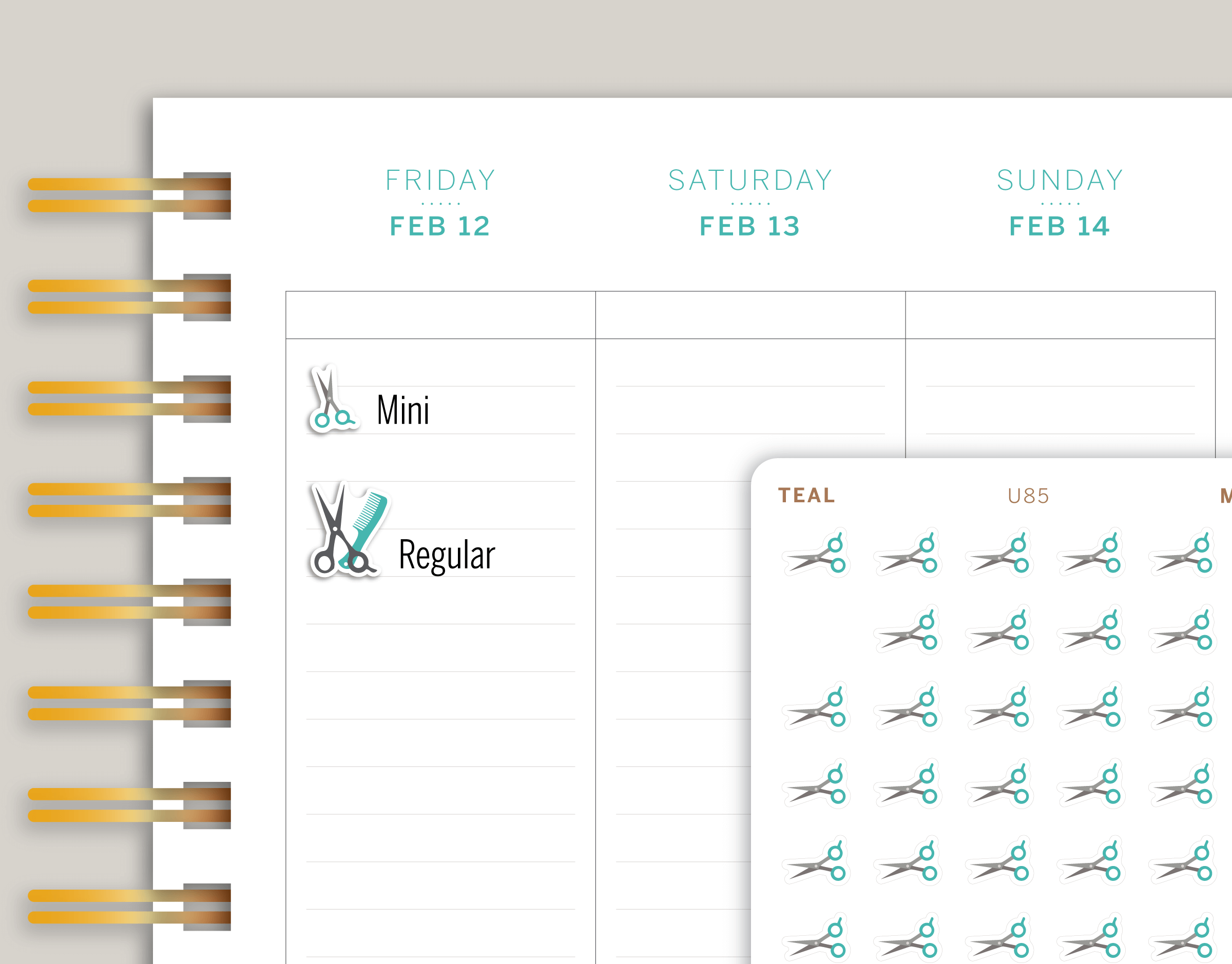 Haircut Appointment Scissor Icon Planner Stickers for MakseLife Planner cover