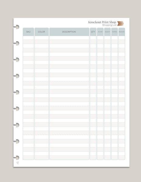 KOPS Printable Shopping List