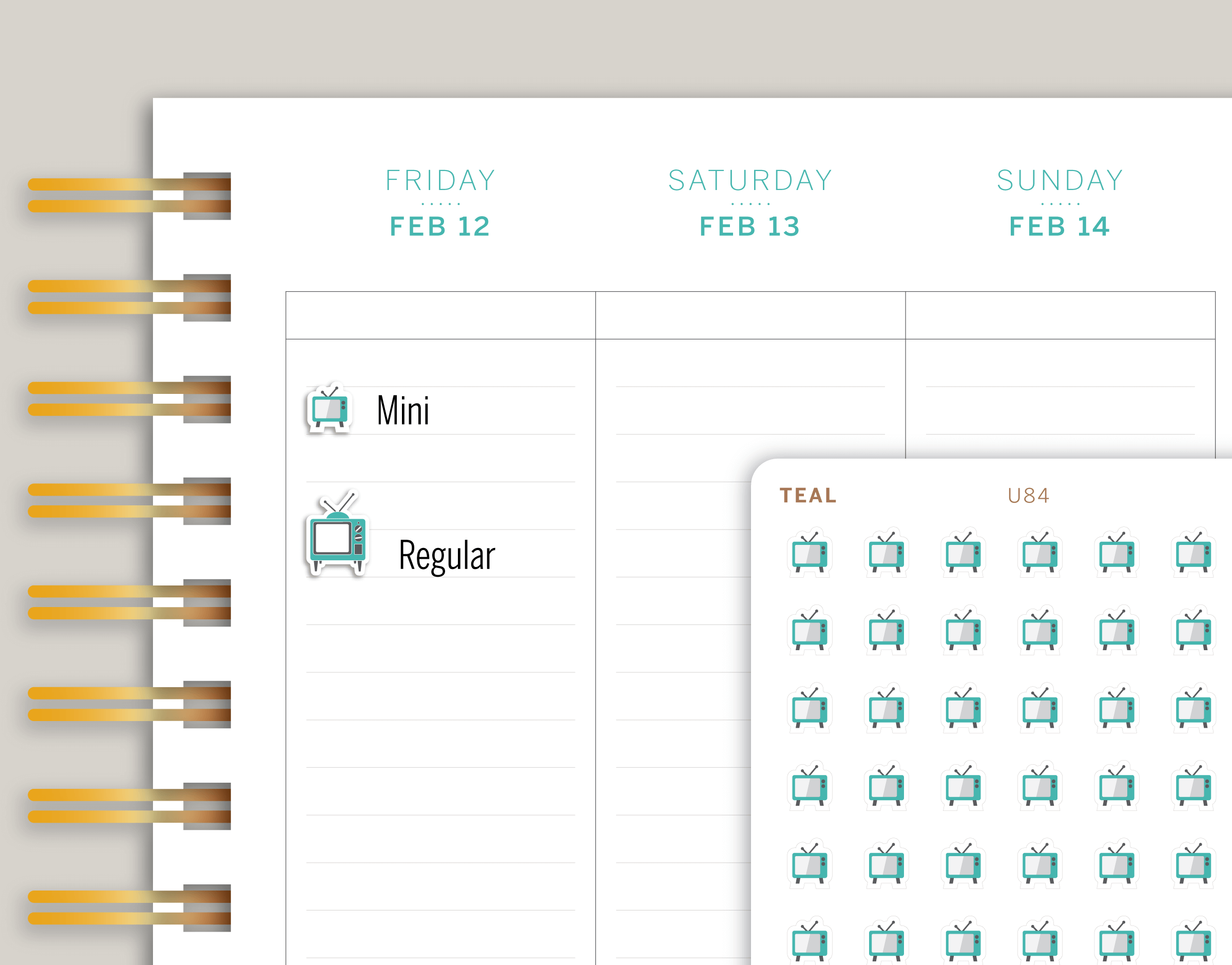 TV Icon Planner Stickers for MakseLife Planner cover