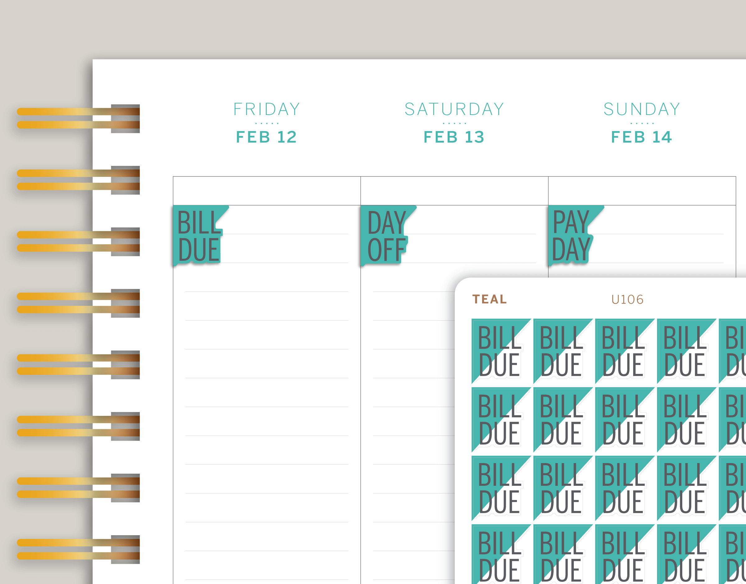 Text Corner Label Planner Stickers for MakseLife Planner cover