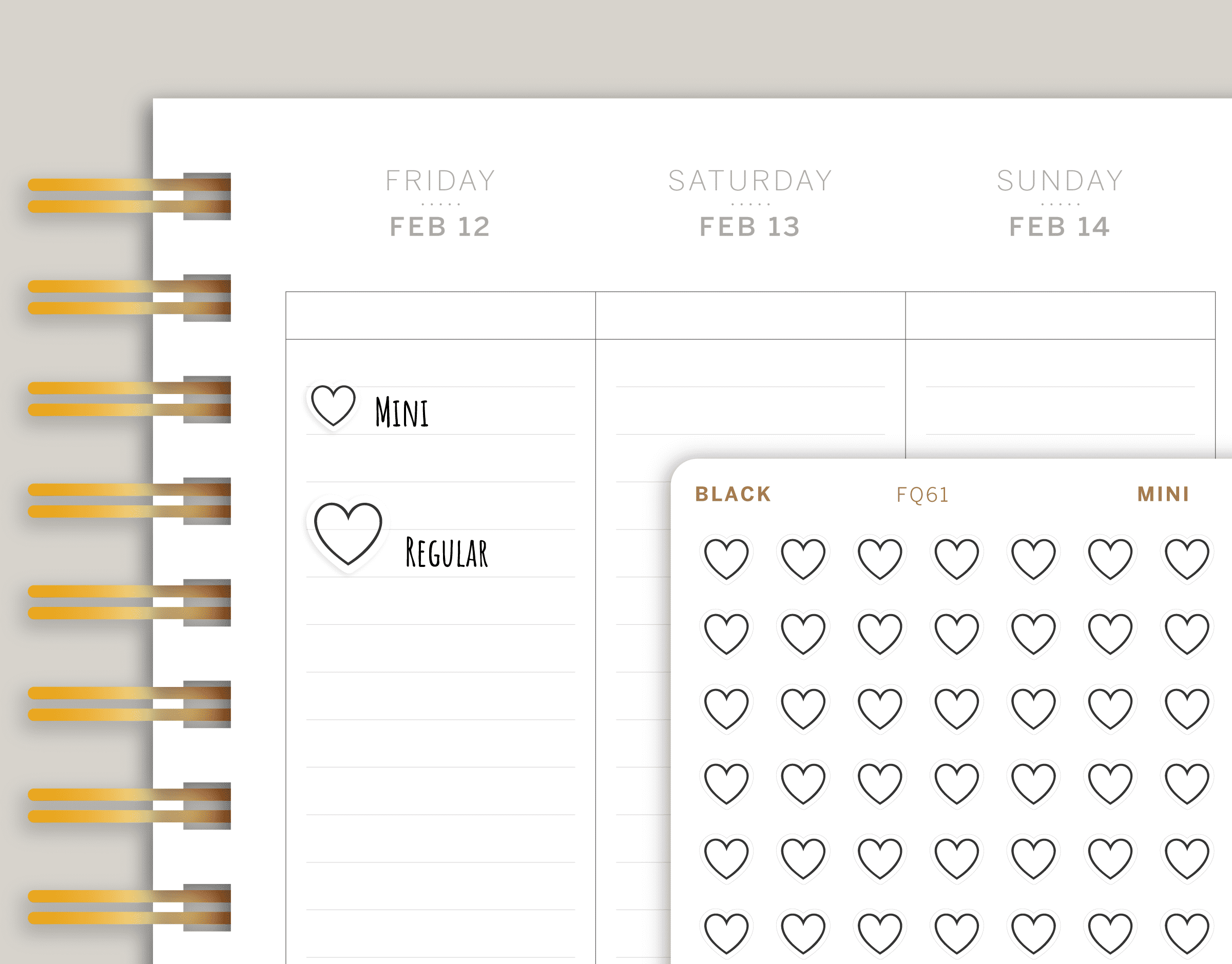 Transparent Heart Icon Planner Stickers FQ61