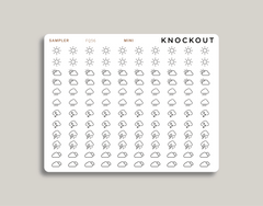 Transparent Weather Sampler, Tracker | Sunny, Partly Cloudy, Rain, & Snow | Icon Planner Stickers FQ56