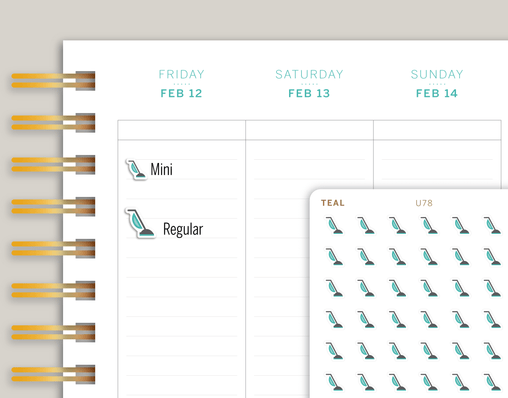 Vacuum icon stickers makselife planner cover