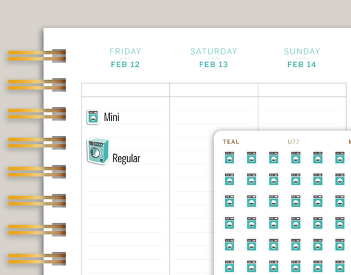 Washing machine icon sticker makselife planner cover