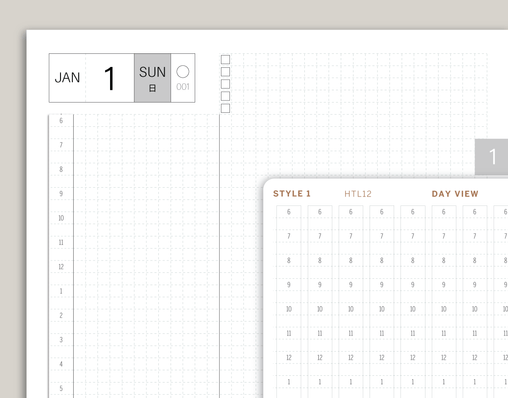 Day View Time Strip Planner Stickers for Hobonichi Cousin Planner HTL12