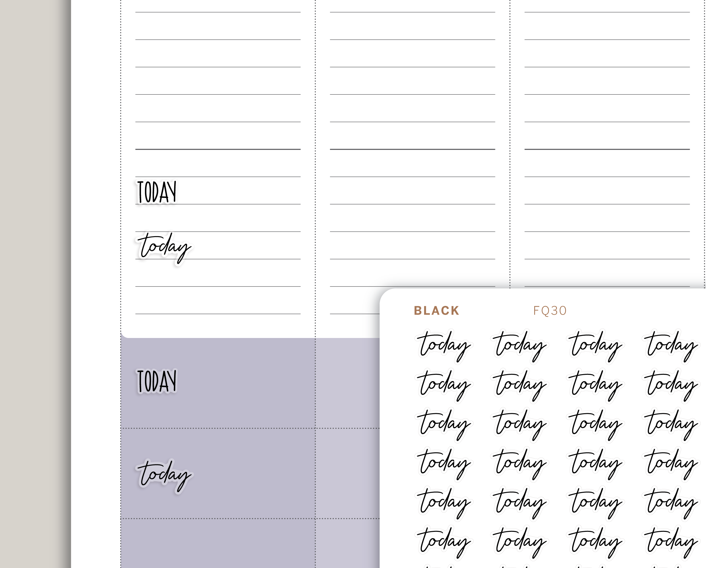 Transparent Today Planner Sticker FQ30