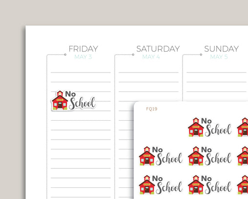 No School Planner Sticker FQ19