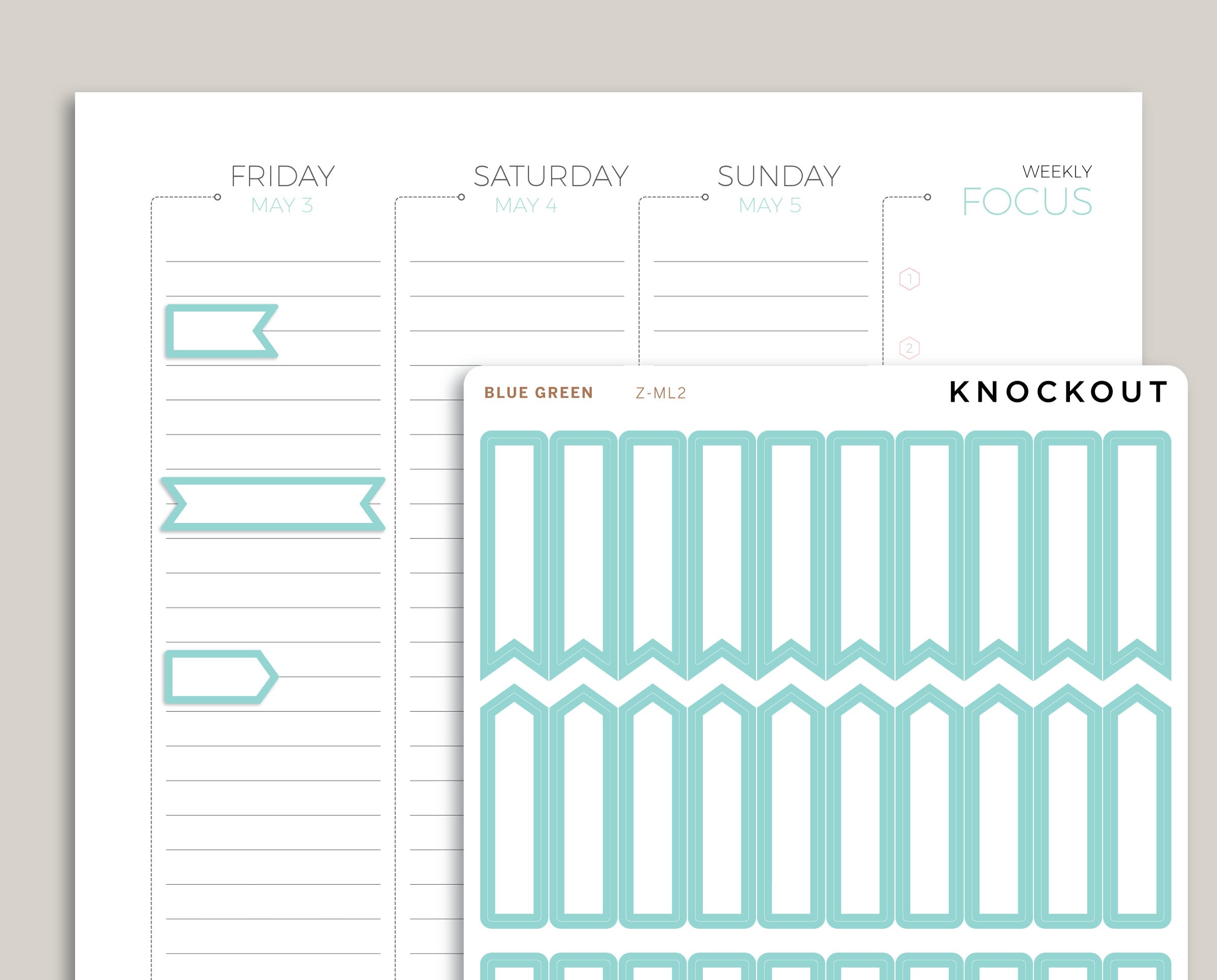 Outlined Flag / Arrow Planner Stickers | Mildliner Collection Z-ML2