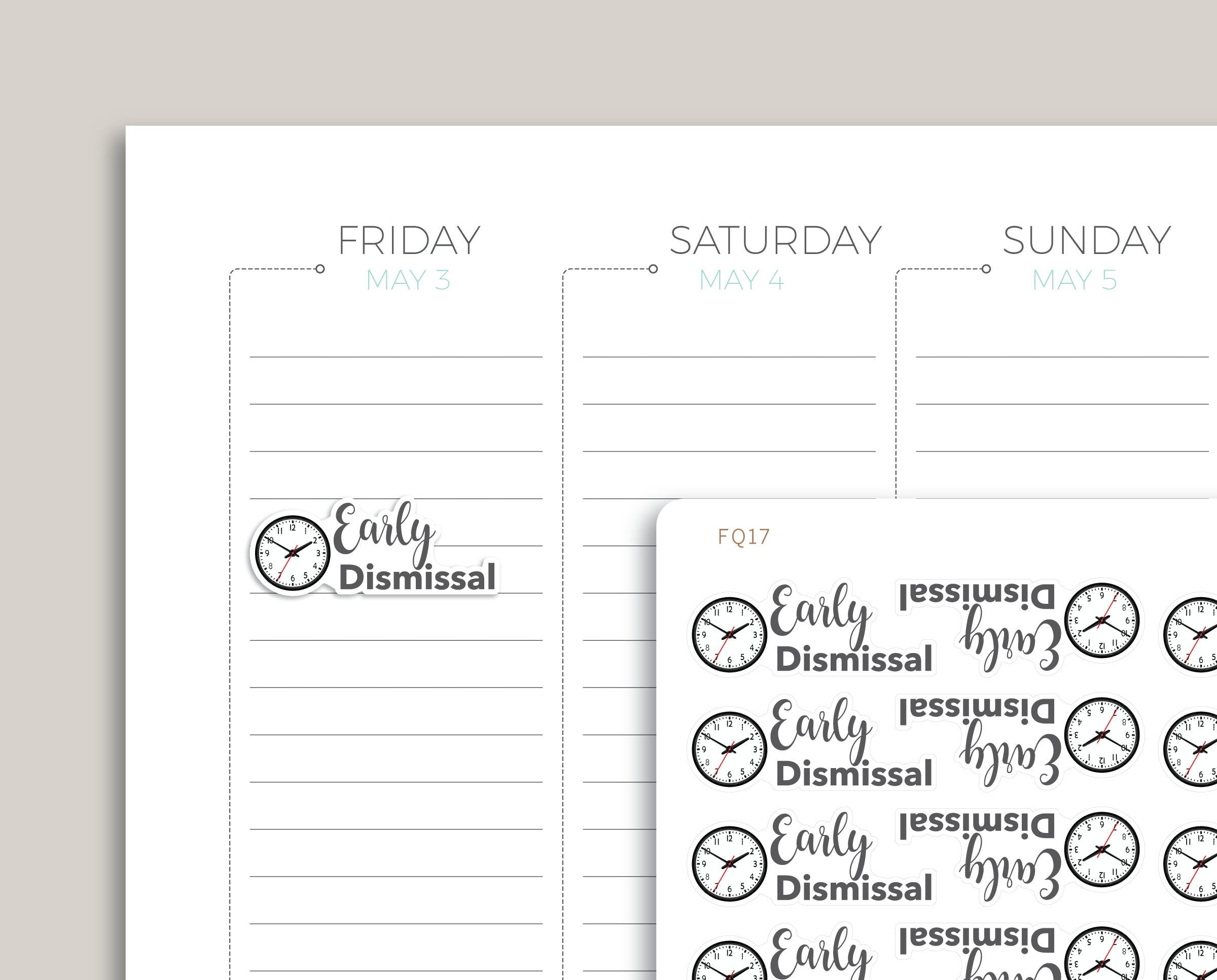 Early Dismissal, Short Day School Sticker FQ17