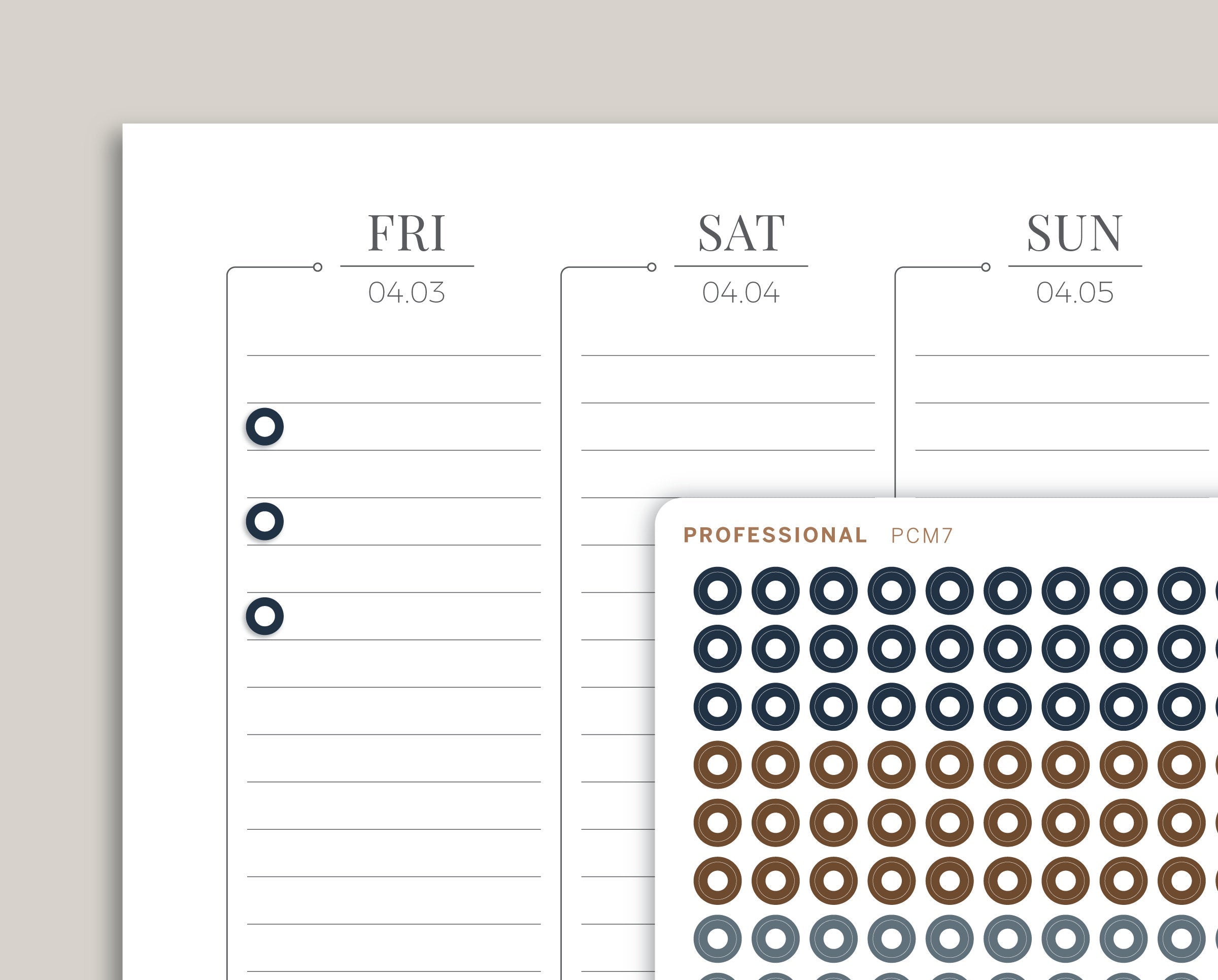 Professional Outlined Circle/Dot Planner Stickers PCM7