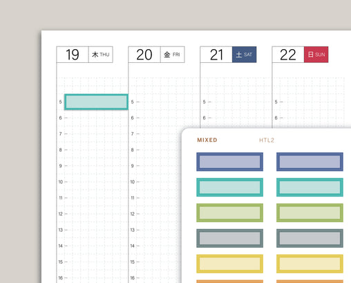 One Hour Boxes Time Visible  for Hobonichi Cousin HTL2