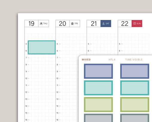 Two Hour Boxes Time Visible for Hobonichi Cousin HTL4