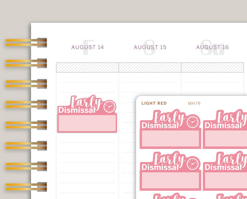 Early Dismissal Quarter Box Planner Stickers for MakseLife Planner MH79