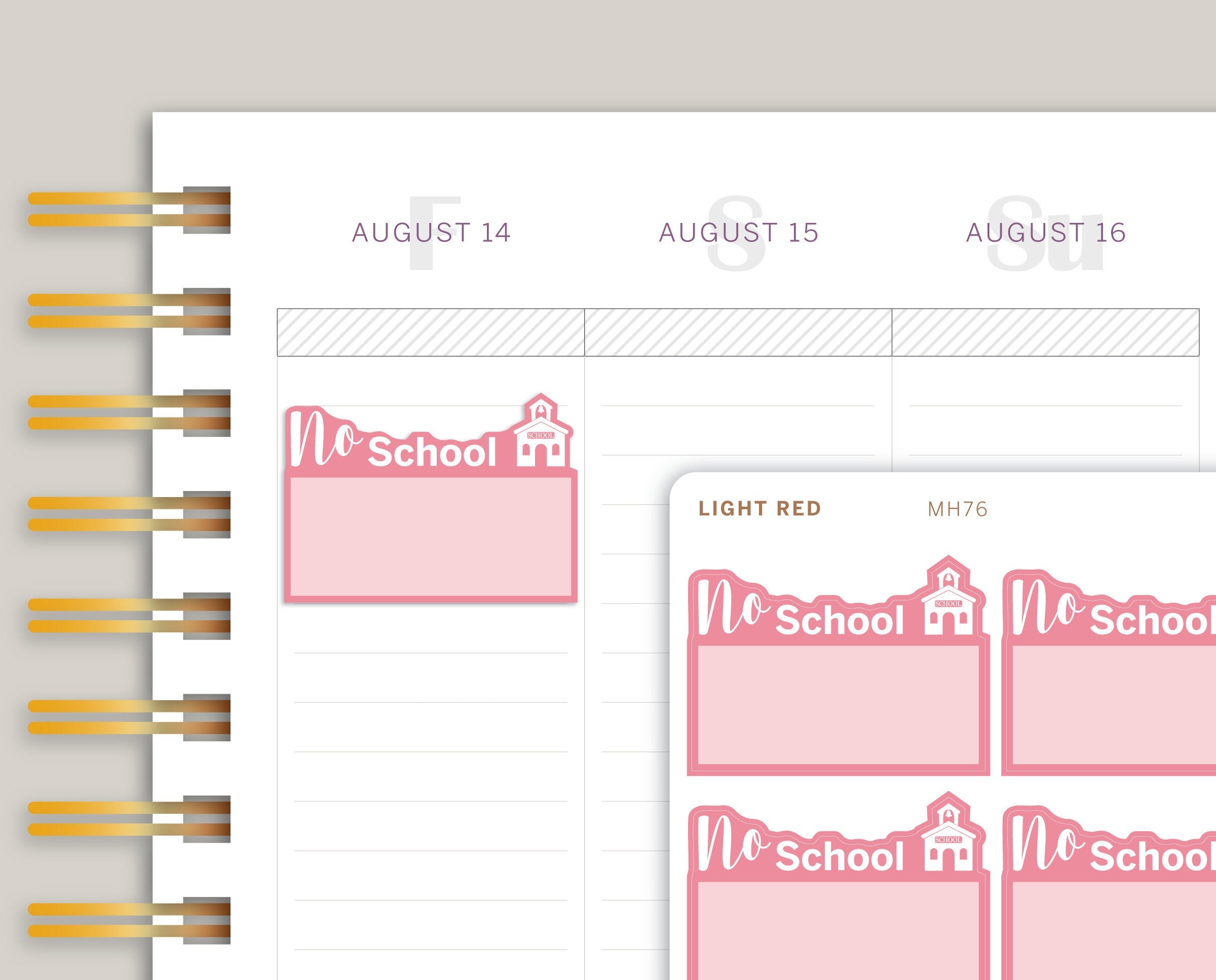 No School Half Box Planner Stickers for MakseLife Planner MH76
