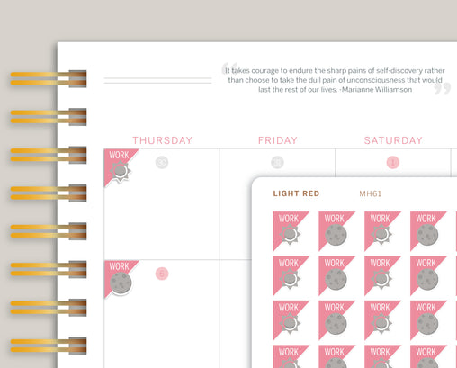 Morning and Night Work Shift Planner Stickers for MakseLife Planner MH61
