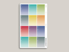 Ombre Weekly Checklist Planner Stickers for Hobonichi Cousin HTL7