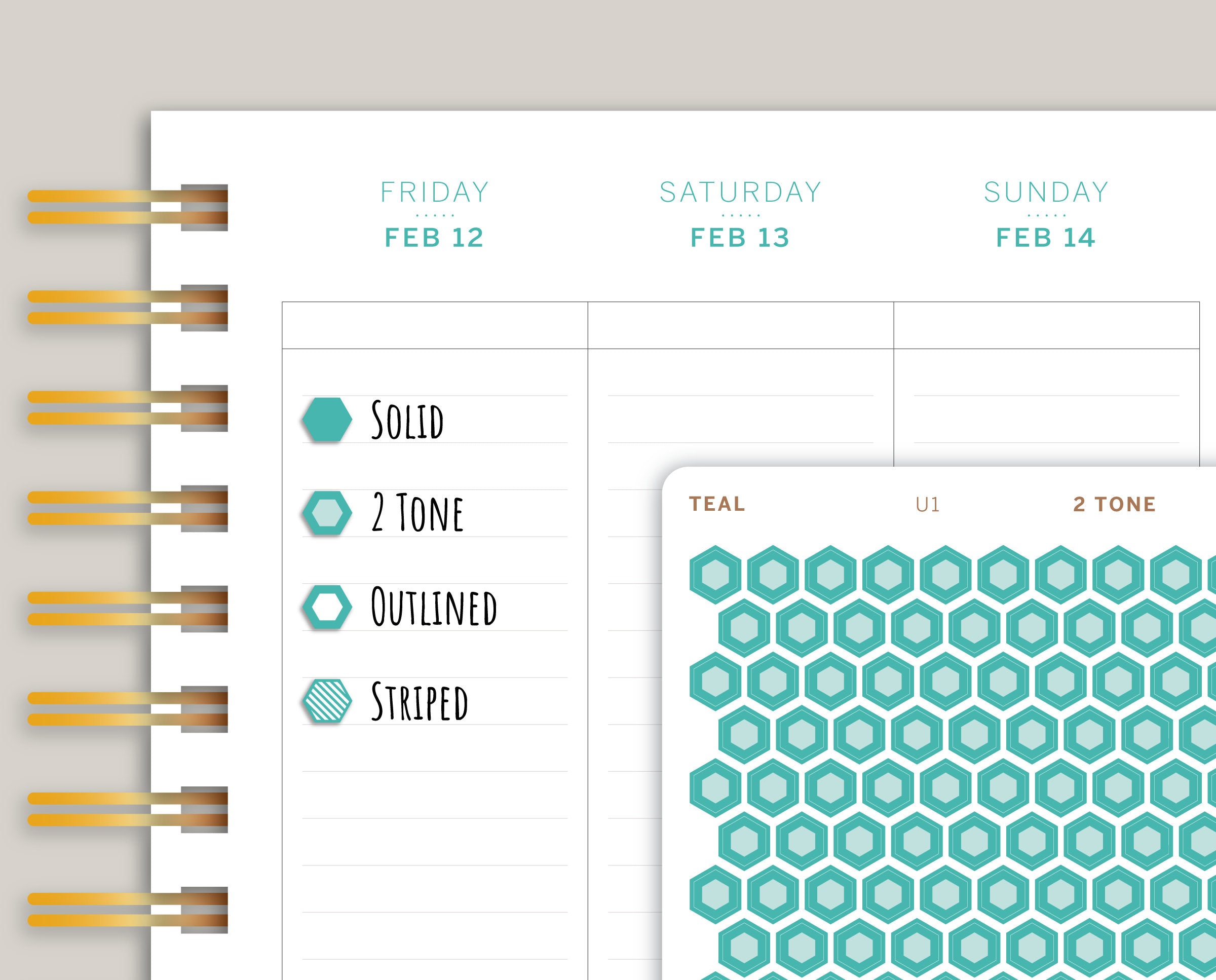 Mini Hexagons Stickers for 2021 Makse Life Planner U1