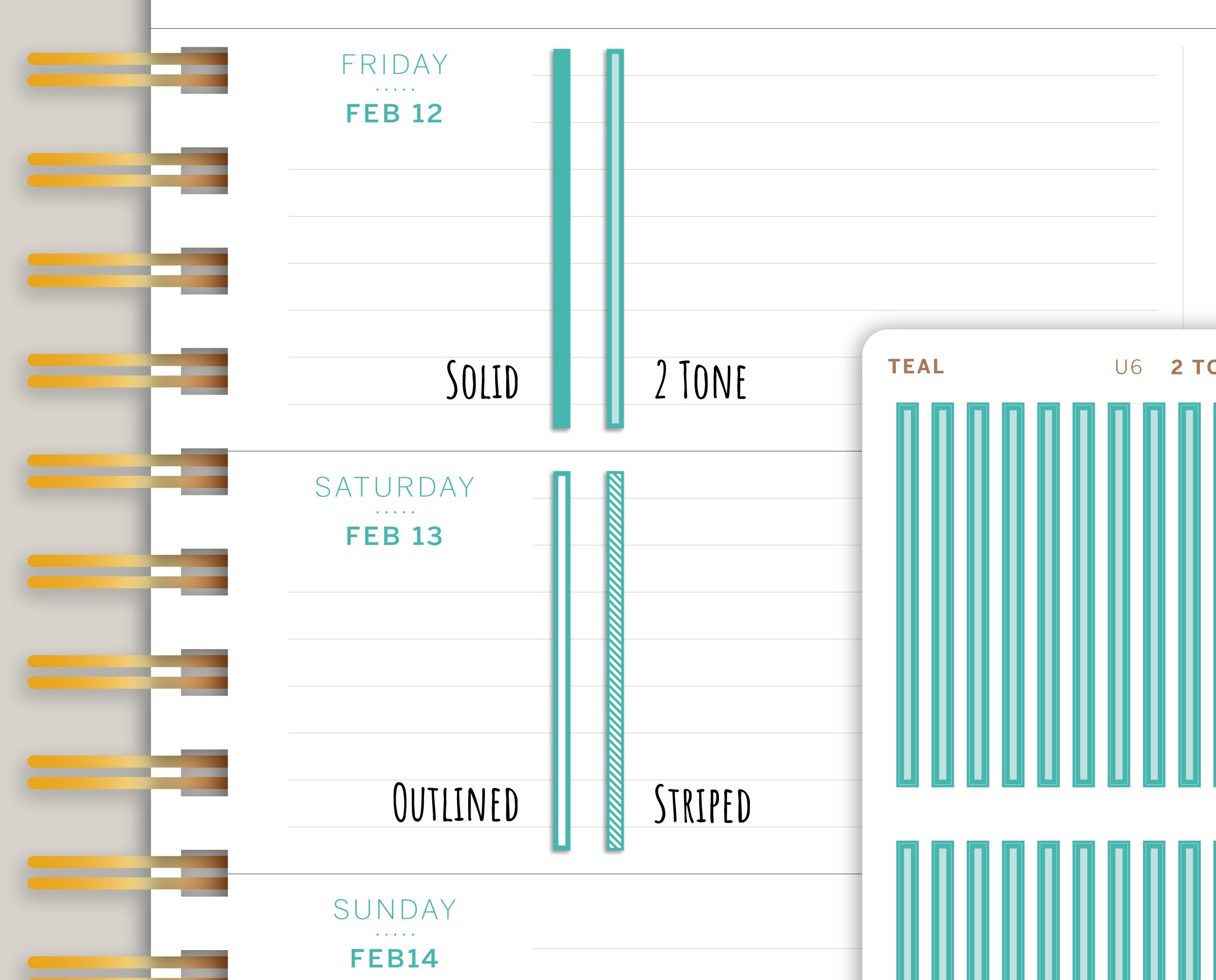 Horizontal Divider Stickers for 2021 MakseLife Planner U6