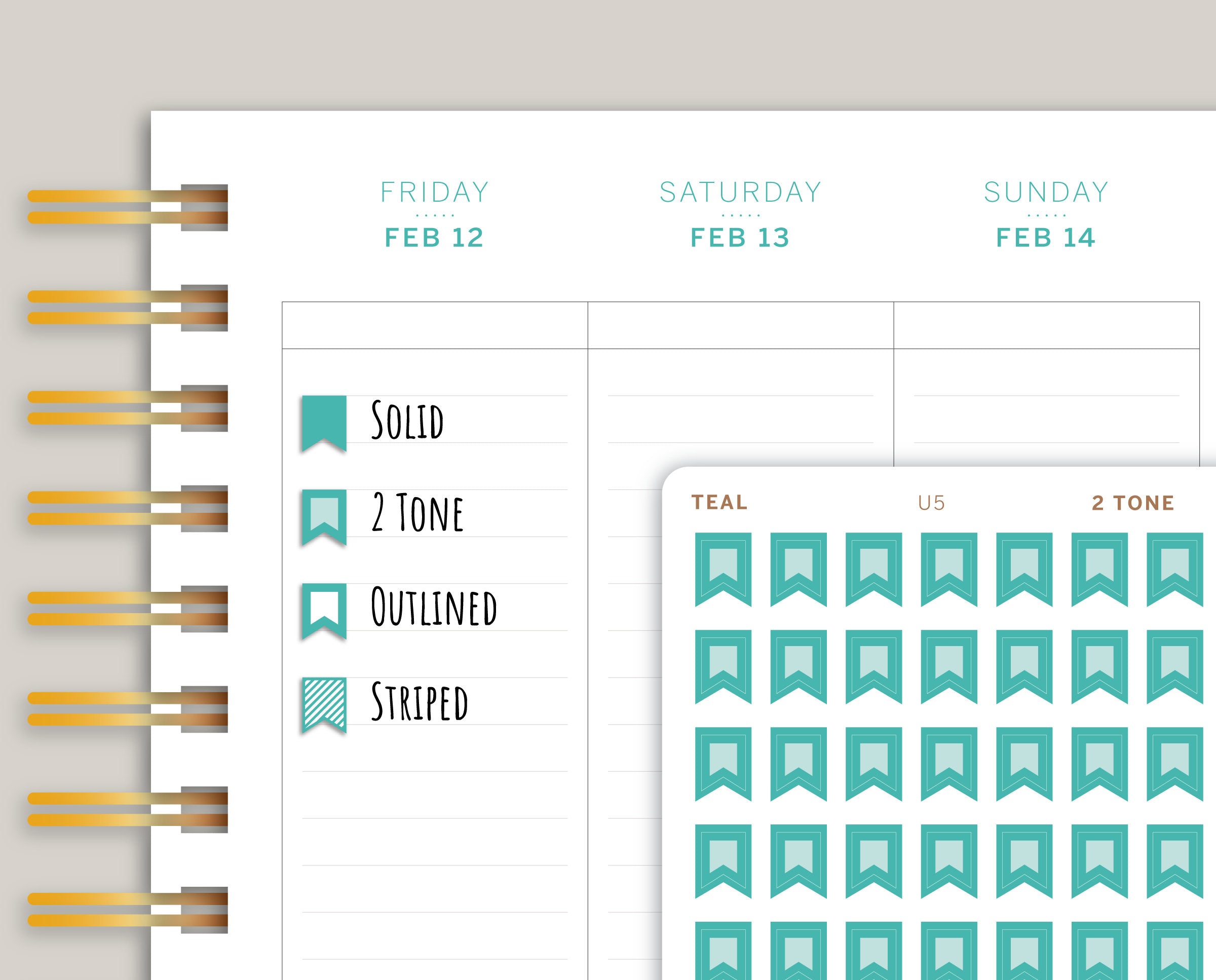 Mini Vertical Flag Planner Stickers for 2021 MakseLife Planner U5