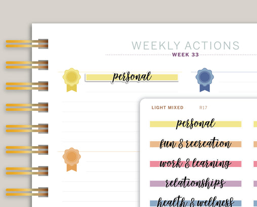 Goal Label Highlight Header Stickers for MakseLife Planners R17