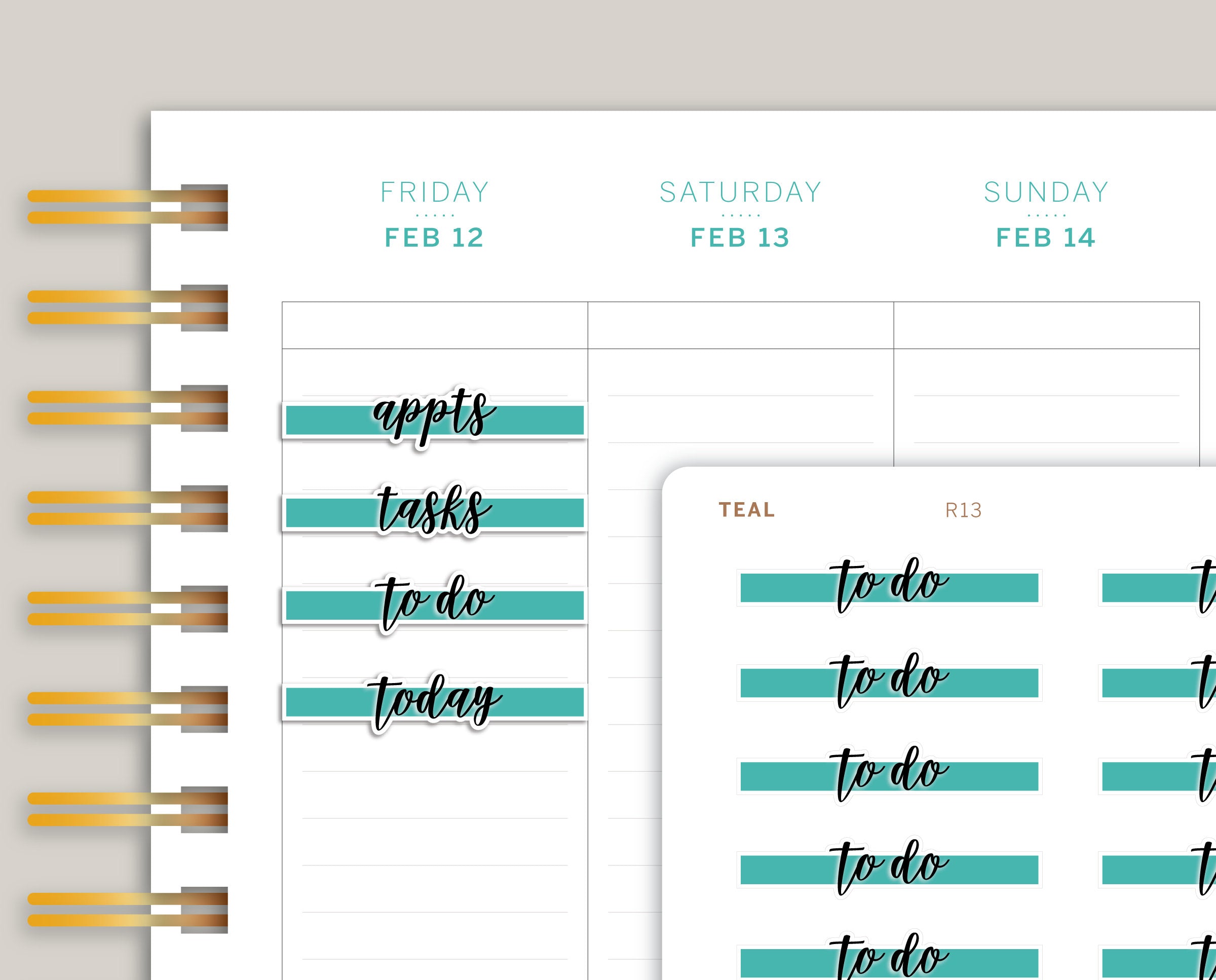 Vertical Highlight Header Stickers for Makse Life Planner R13